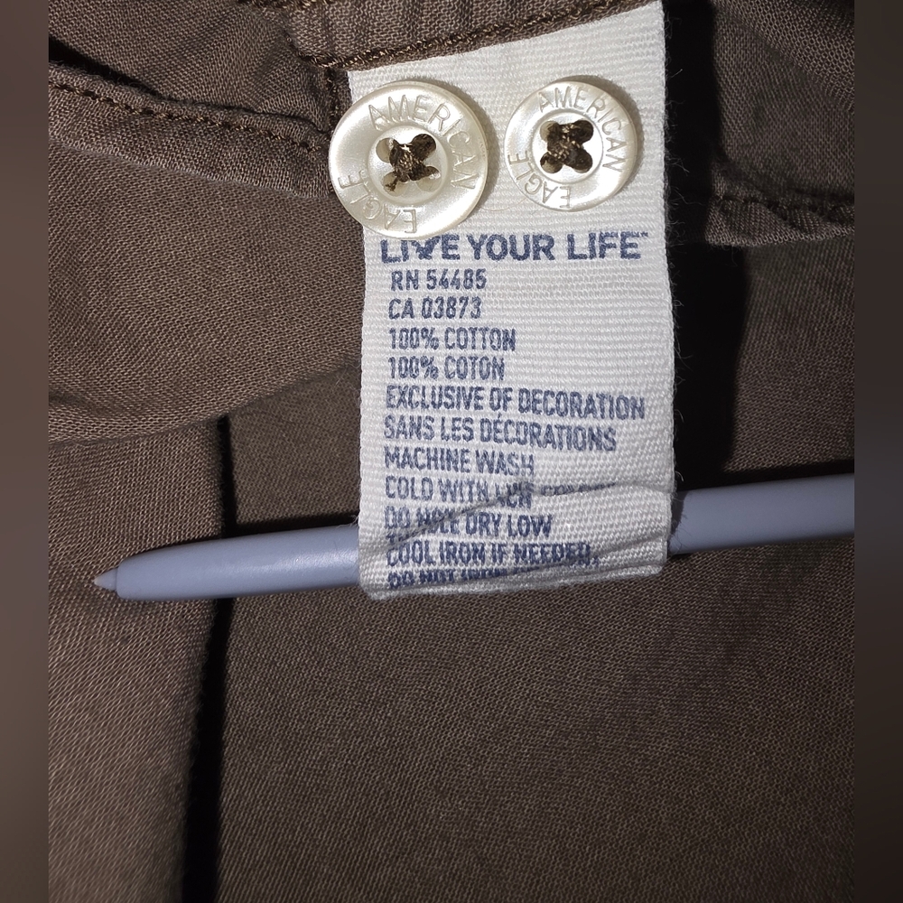 American Eagle Outfitters Brown Casual Button-Down Shirt - Picture 6 of 8
